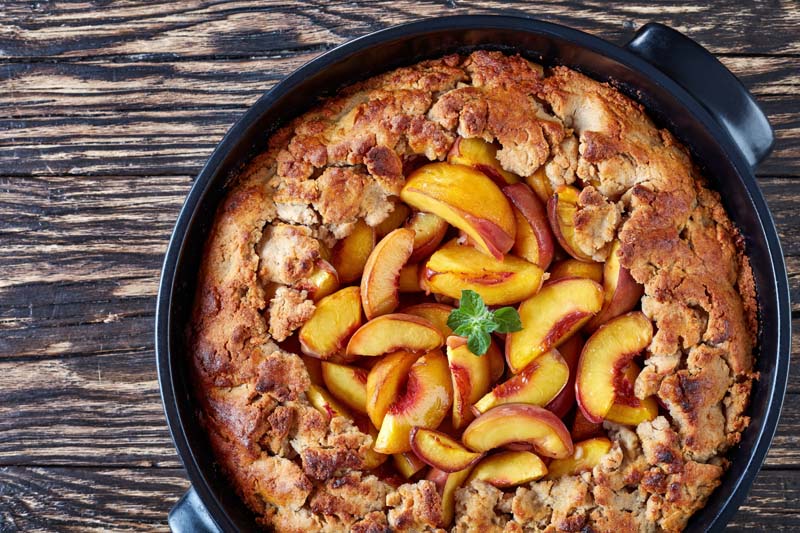 Southern peach crumble with sweet pastry crust