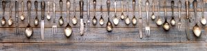 Cutlery on wood table